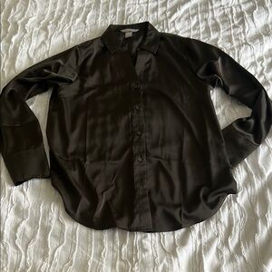 H&M Brown Button Up Satin Shirt